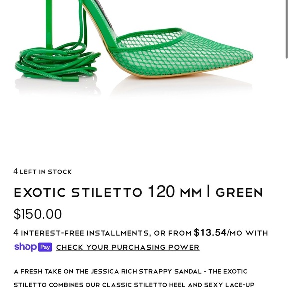 Jessica Rich Women's 36 Strappy Mesh Pointed Toe Ankle Tie Kelly Green 5” Heel - Picture 2 of 10